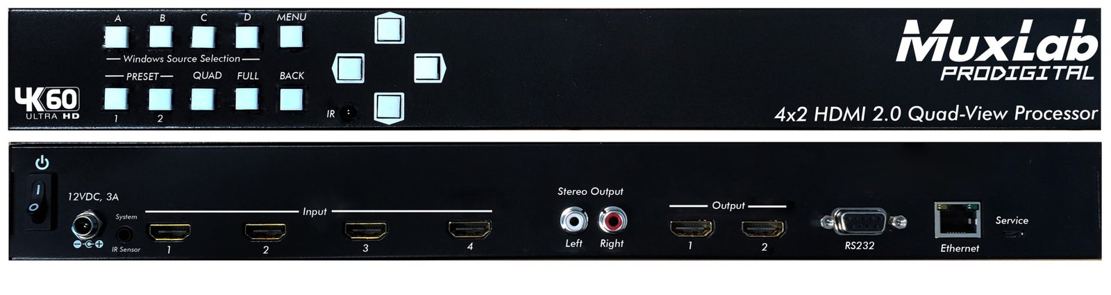 Procesador Quad-View 4x2 HDMI 2.0 MuxLab 500446
